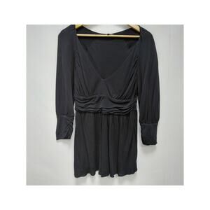 LeROK Rayon Black Dress Solid Long Sleeve Short Women Size M